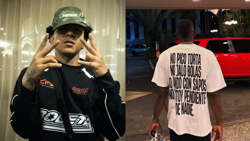 Camiseta crema de Caracas Merch con texto en la espalda, llevada en la calle