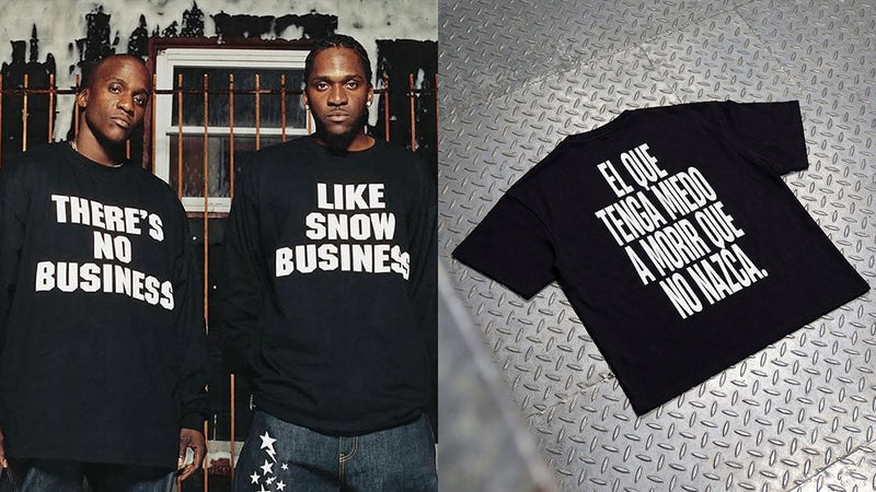 Camisetas negras con el mensaje «There's no business like show business»
