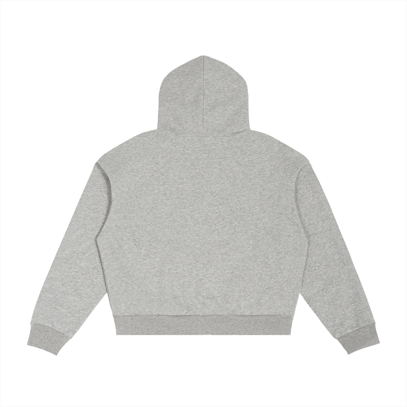 Back view of gray zip-up hoodie by Caracas Merch