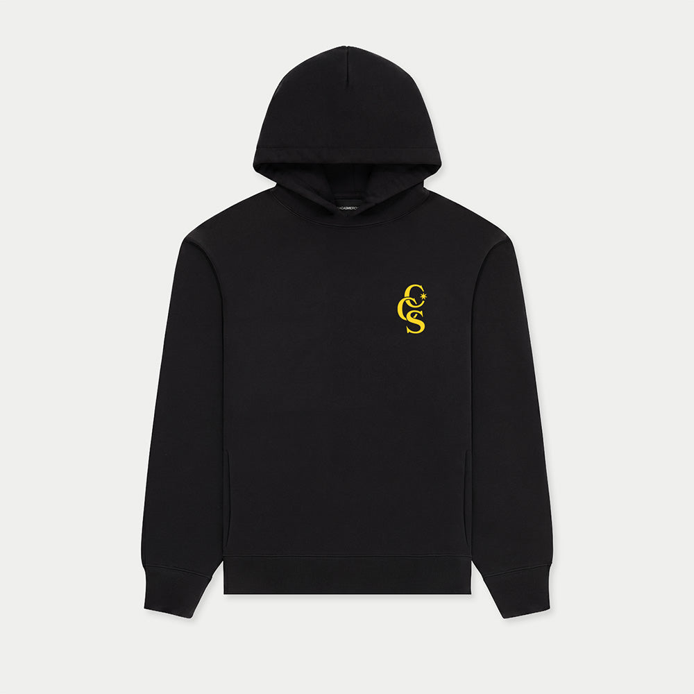 CCS Monogram Hoodie black with yellow front print Caracas Merch streetwear hoodie