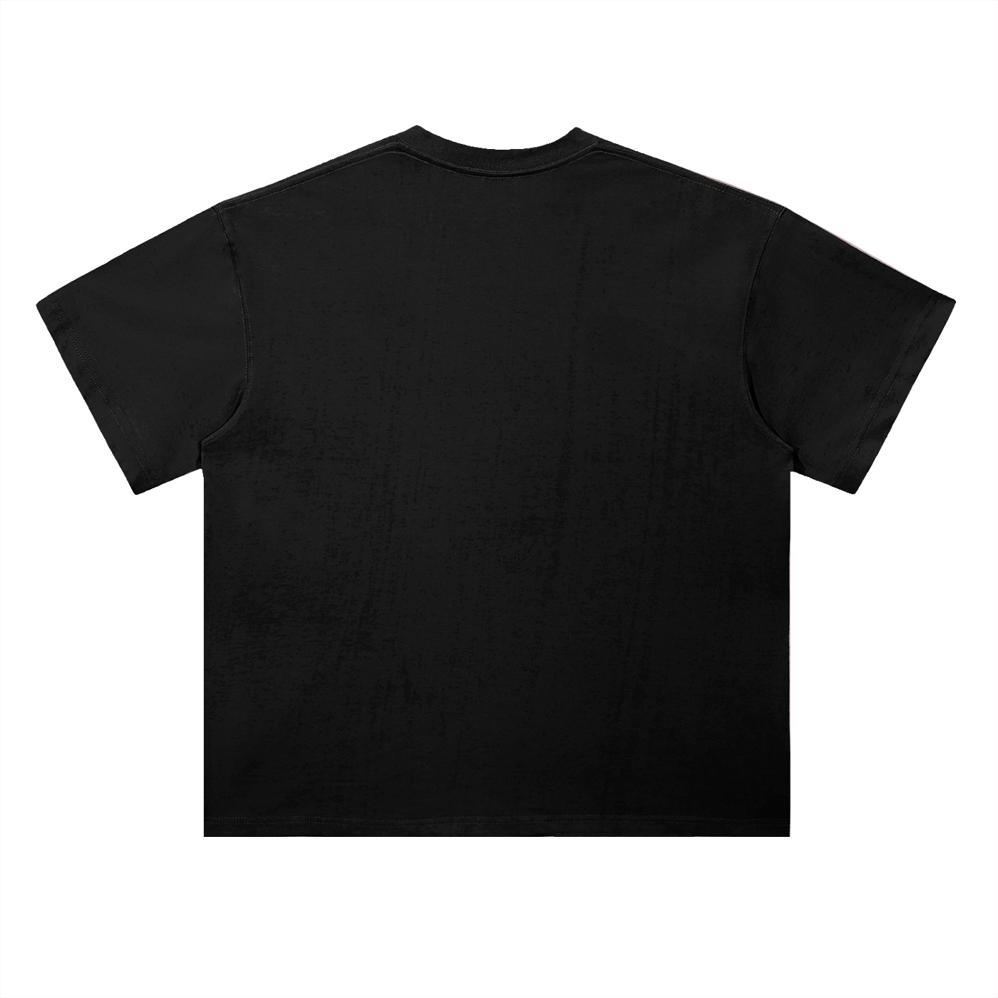 Black oversized t-shirt back view with wooden spinning top graphic forming “ccs” in rope-style lettering – Caracas Merch