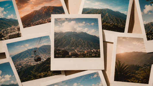 Polaroids del Ávila y de Caracas sobre una mesa, de la serie Memorias
