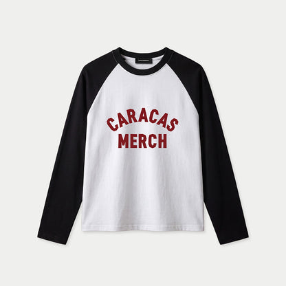 Caracas Merch Langarmshirt Weiß Schwarz