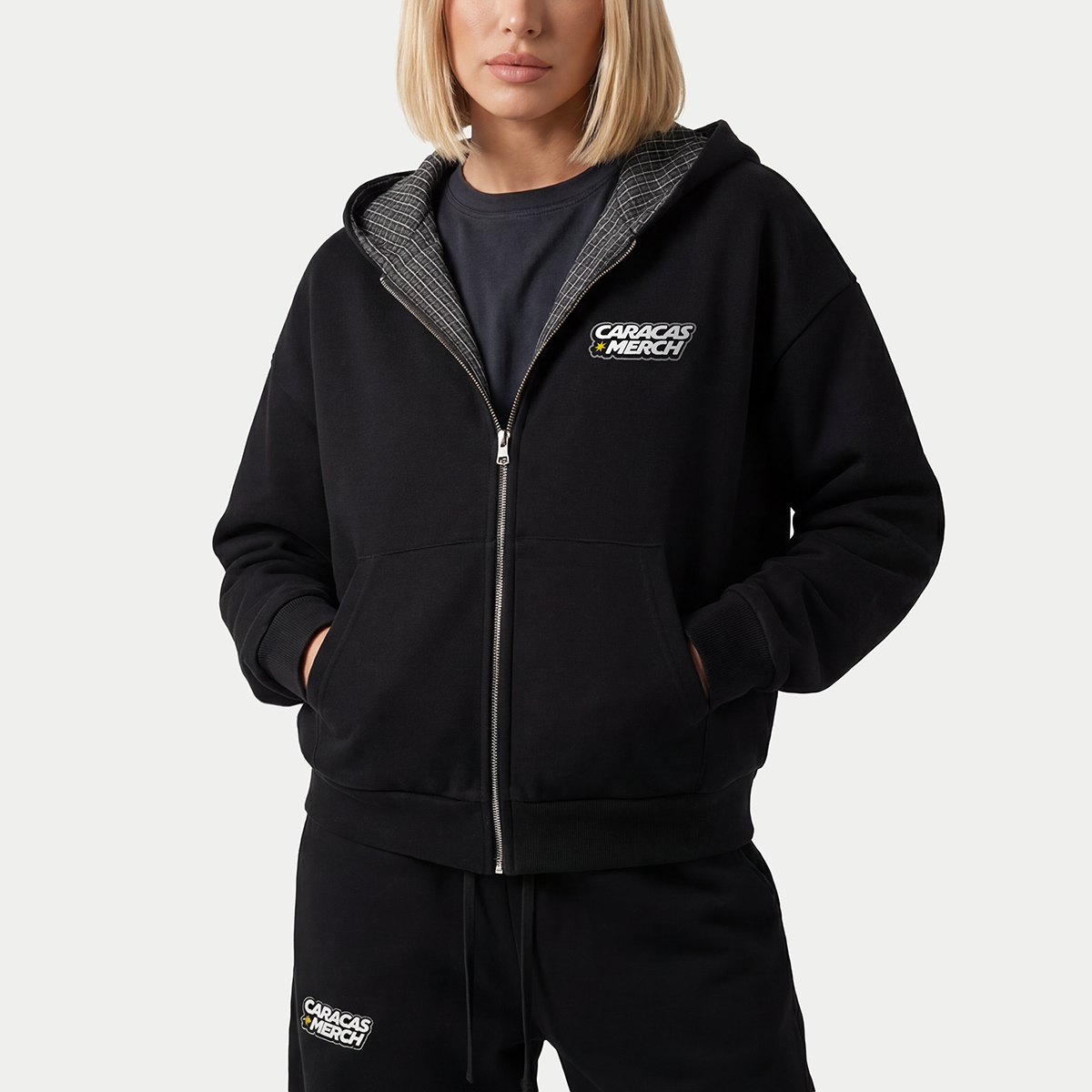 Caracas Merch Black Zip Hoodie