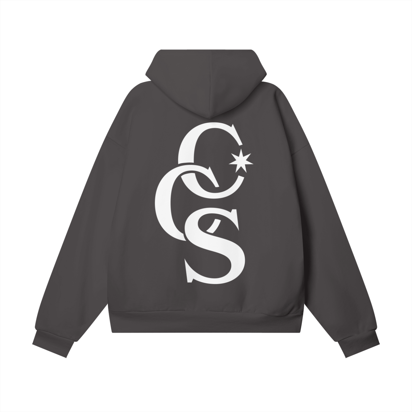 Back view of CCS Caracas heavyweight black graphic hoodie