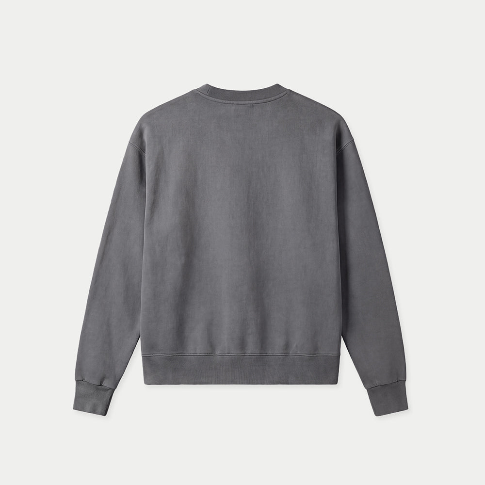 Grauer Oversized Vintage-Wash-Crewneck von Caracas Merch, Rückansicht
