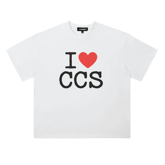 Front view of I love caracas white graphic t-shirt by Caracas Merch