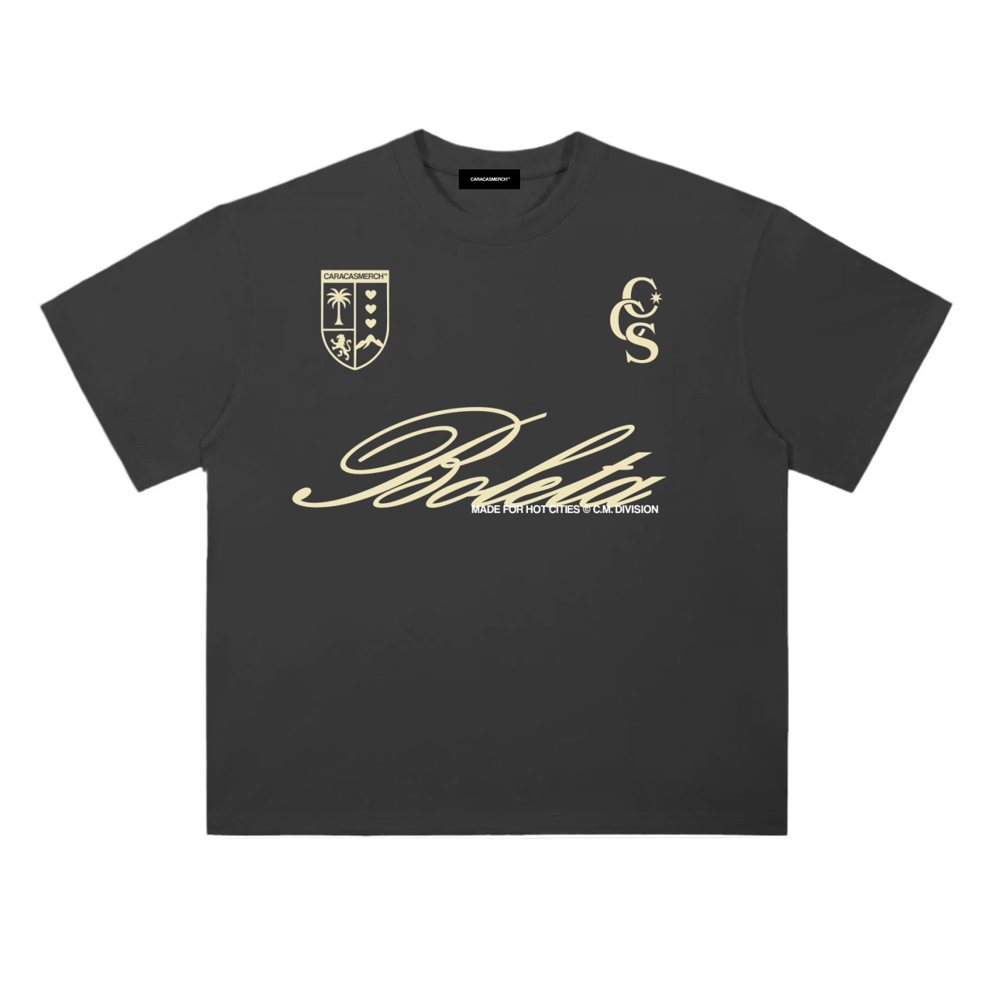 Boleta black oversized graphic t-shirt with cream print