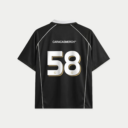 back of black soccer jersey boleta by caracas merch