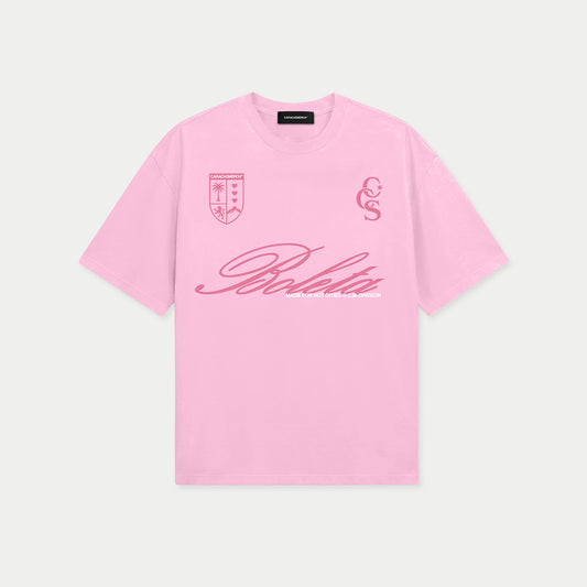Pink Boleta Venezuelan streetwear graphic t-shirt front view