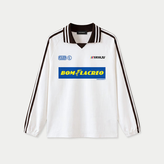 Front view of cream Bom Lacreo windbreaker by Caracas Merch