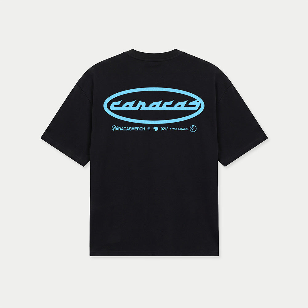 Back view of caracas archives black graphic t-shirt