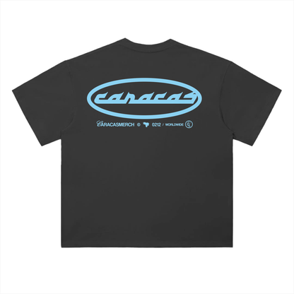 Back view of caracas archives black graphic t-shirt