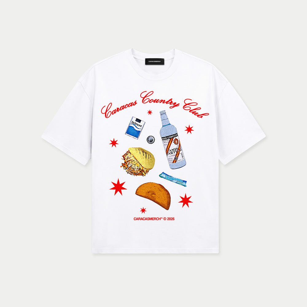 White Caracas Country Club graphic t-shirt by Caracas Merch