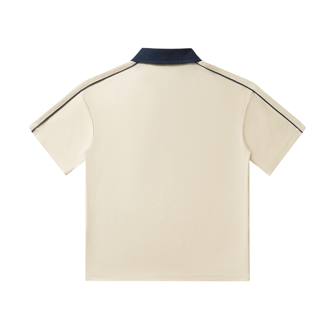Back flat view of beige Boleta soccer polo jersey by Caracas Merch