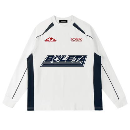 White Boleta motorsport long sleeve shirt by Caracas Merch