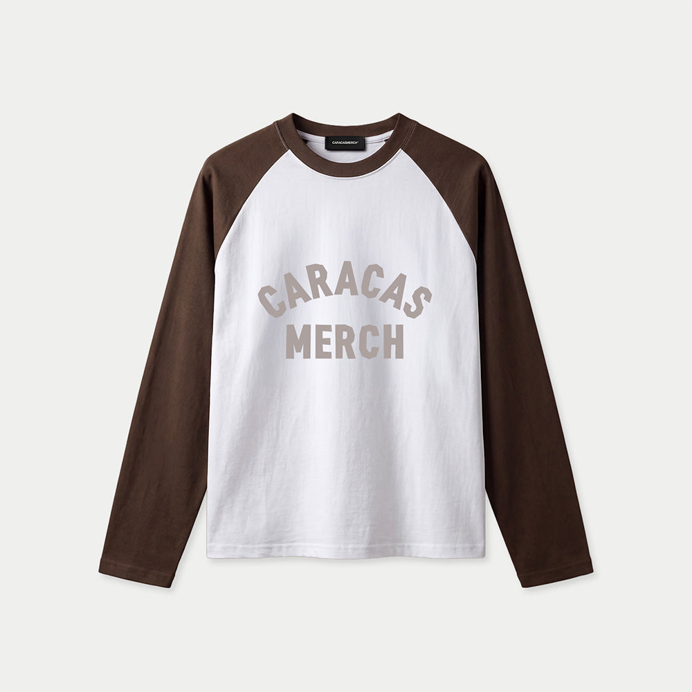 Caracas Merch White Brown Long Sleeve Tee
