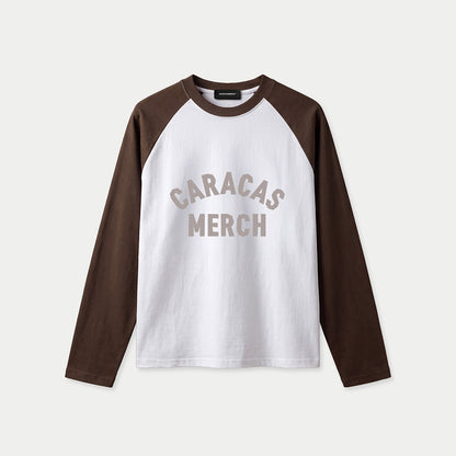 Caracas Merch White Brown Long Sleeve Tee