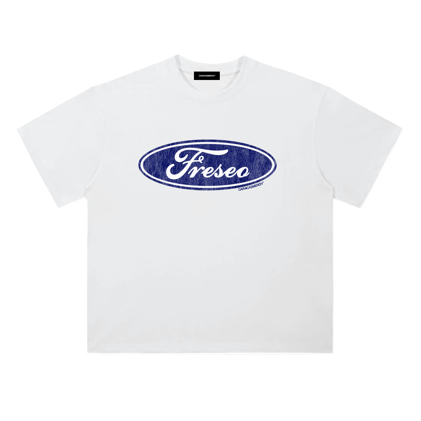 White Freseo logo t-shirt by Caracas Merch