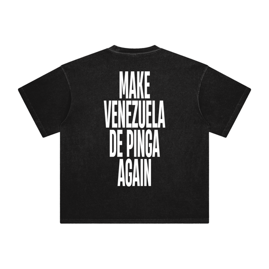 Oversized black t-shirt with Make Venezuela De Pinga Again back print