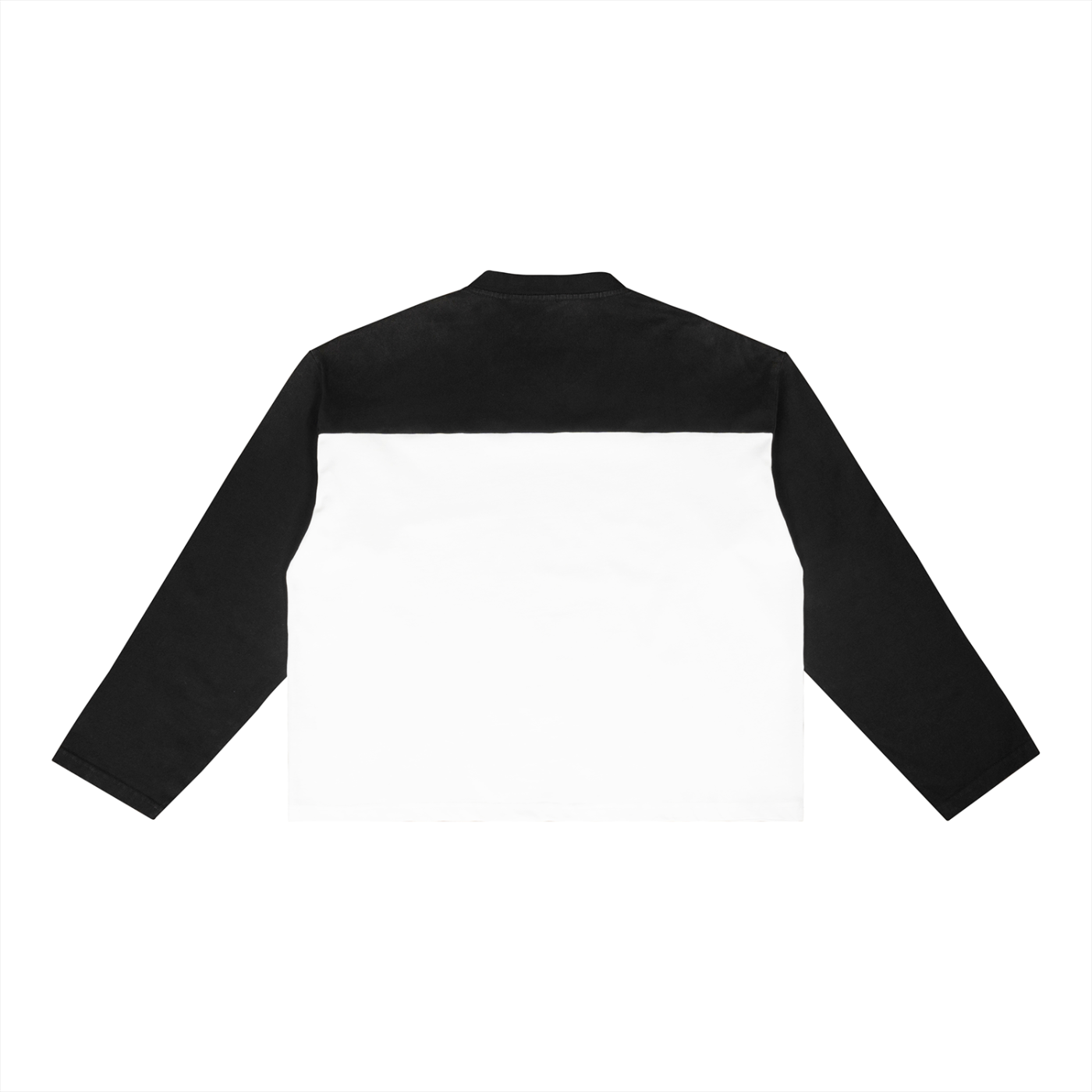 Back view of black and white Mucho Tiquete long sleeve shirt