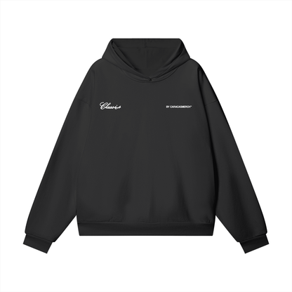 Black Venezuelan phrase hoodie by Caracas Merch front view