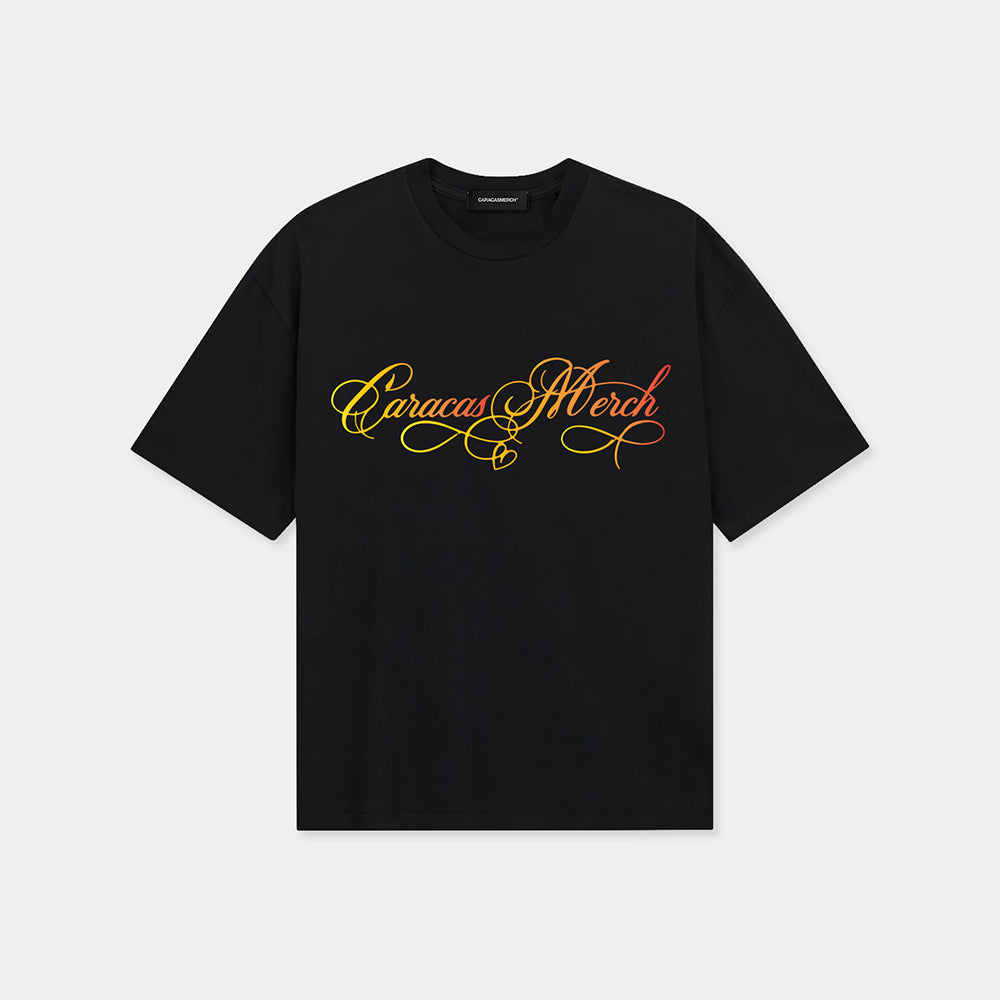 Caracas Merch Summer Script Black Tee