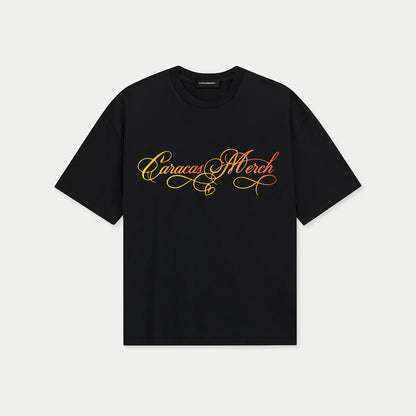 Caracas Merch Summer Script Black Tee