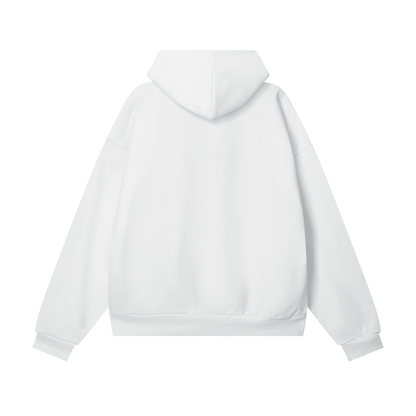 Back view of white 3 de Enero hoodie by Caracas Merch