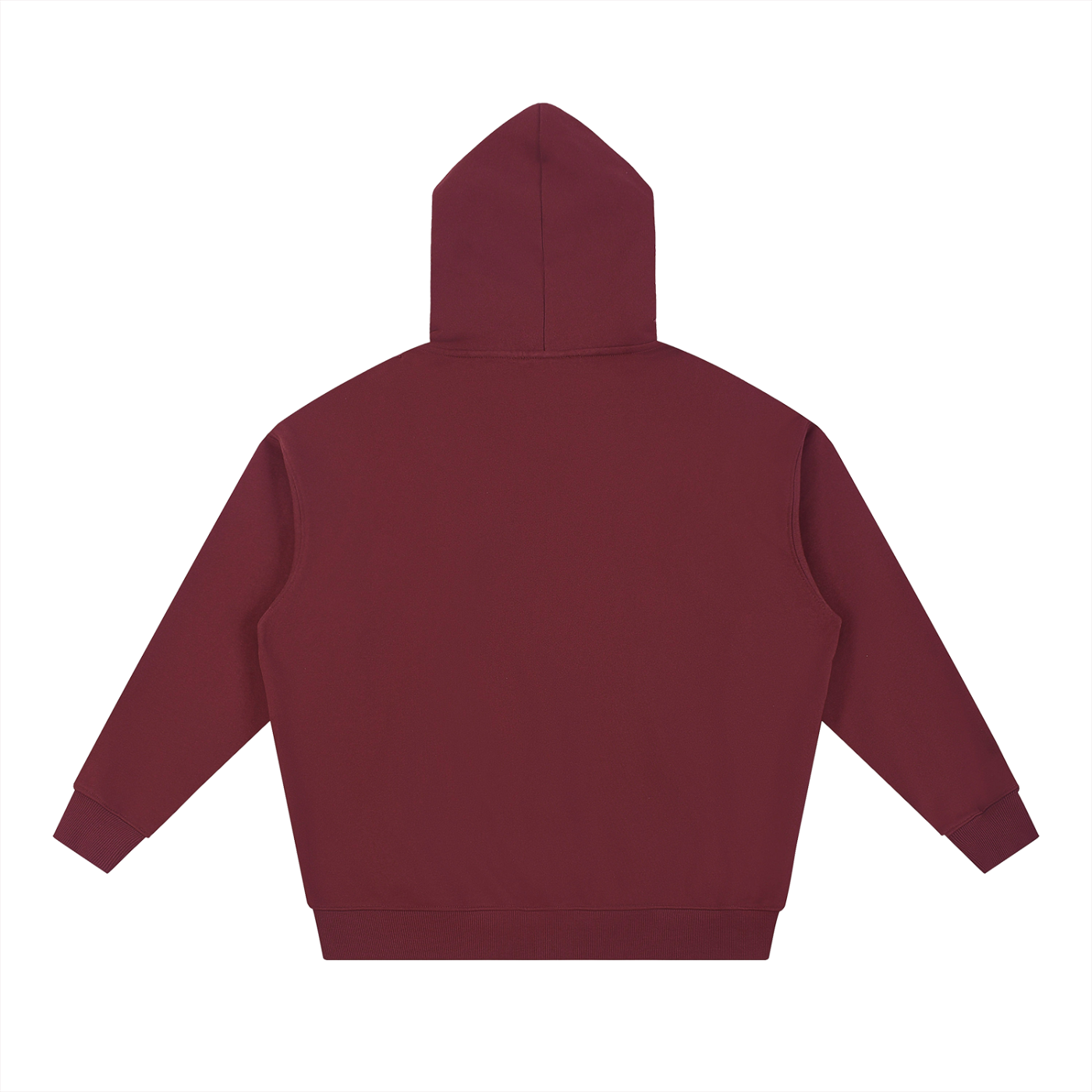 Back view of burgundy Caracas script hoodie by Caracas Merch