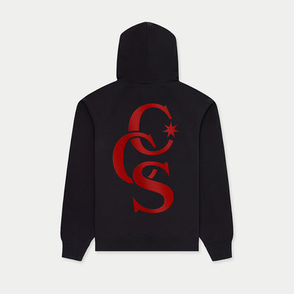 CCS Monogram Hoodie black with red back print Caracas Merch streetwear hoodie
