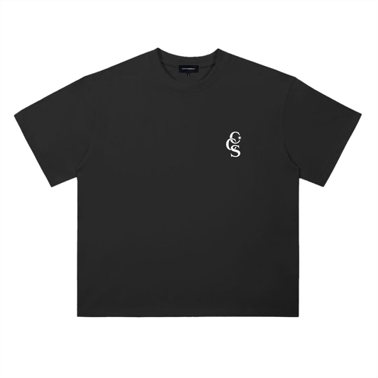 Front flat view of black CCS t-shirt by Caracas Merch