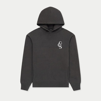 Front view of CCS Caracas heavyweight black graphic hoodie