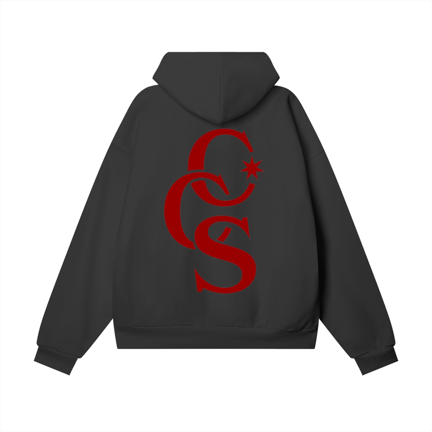 CCS Monogram Hoodie black with red back print Caracas Merch streetwear hoodie