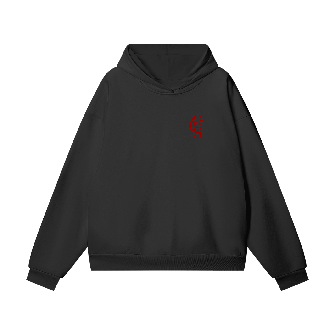 CCS Monogram Hoodie black with red front print Caracas Merch streetwear hoodie