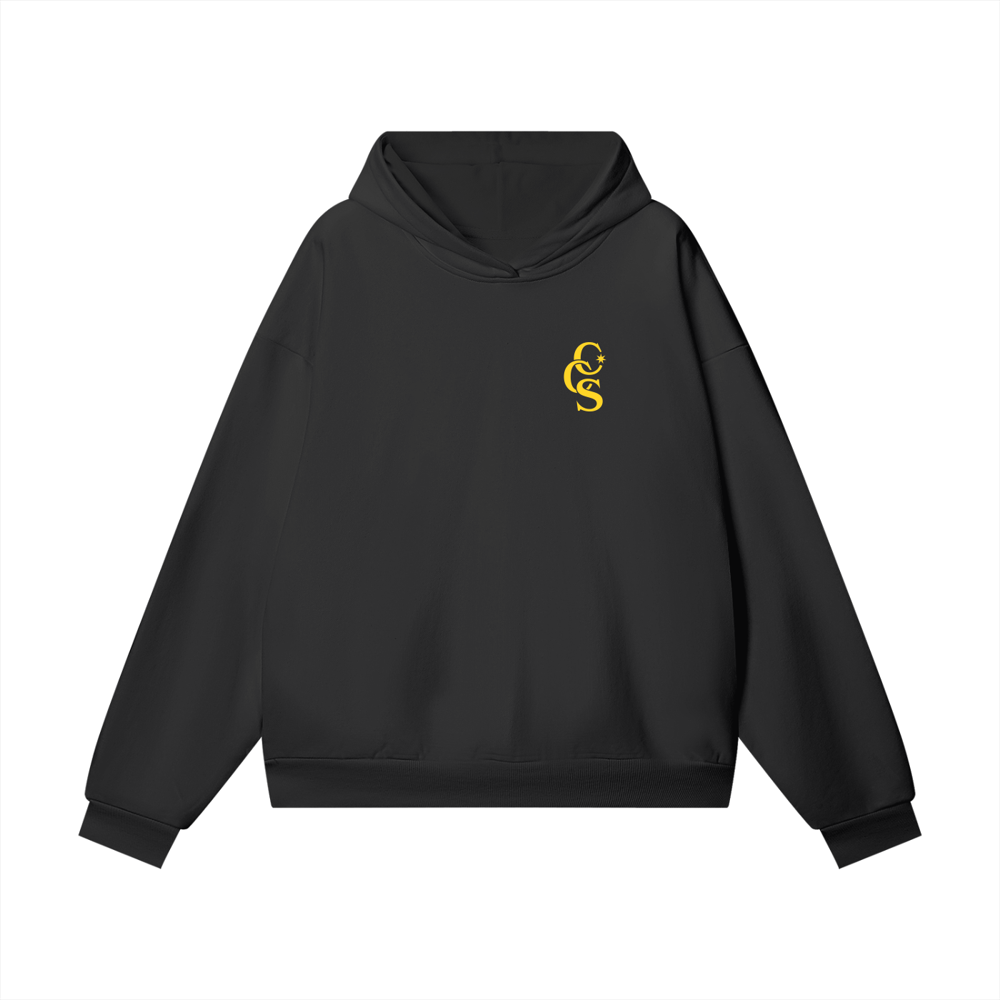 CCS Monogram Hoodie black with yellow front print Caracas Merch streetwear hoodie