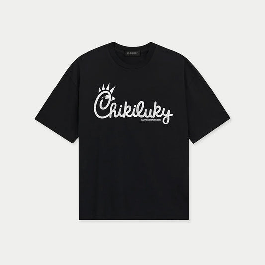 Black Chikiluky graphic t-shirt by Caracas Merch