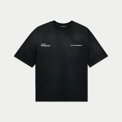 Front view of oversized black Make Venezuela De Pinga Again t-shirt by Caracas Merch