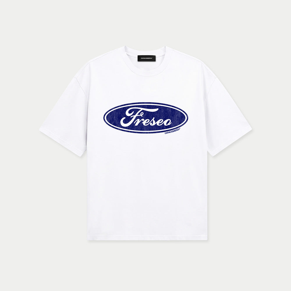 White Freseo logo t-shirt by Caracas Merch