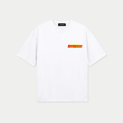 White Hierba Mala Nunca Muere oversized t-shirt with small chest graphic print