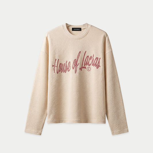 House of Lacras Cream Waffle Long Sleeve Boxy Tee