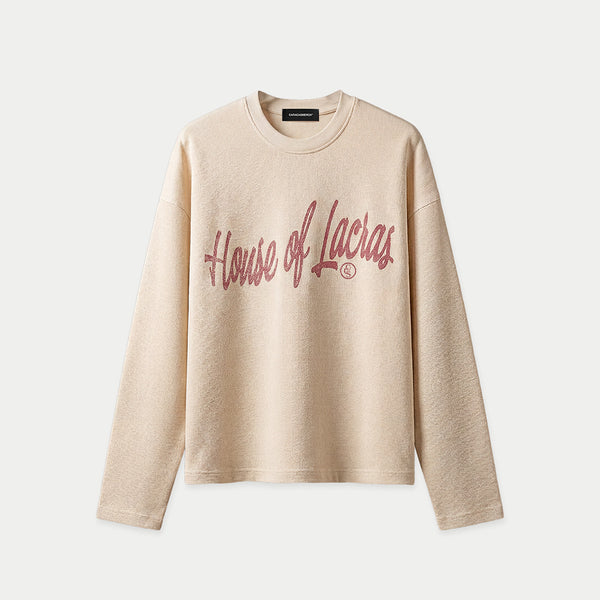 House of Lacras Cream Waffle Long Sleeve Boxy Tee