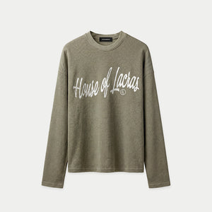 House of Lacras Green Waffle Long Sleeve Boxy Tee