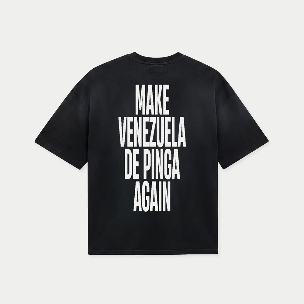 Oversized black t-shirt with Make Venezuela De Pinga Again back print
