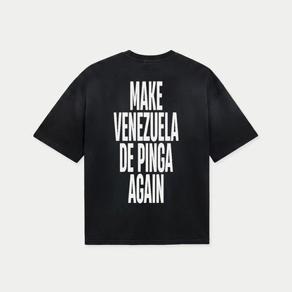 Oversized black t-shirt with Make Venezuela De Pinga Again back print