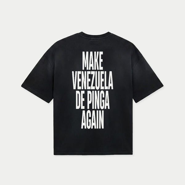 Oversized black t-shirt with Make Venezuela De Pinga Again back print
