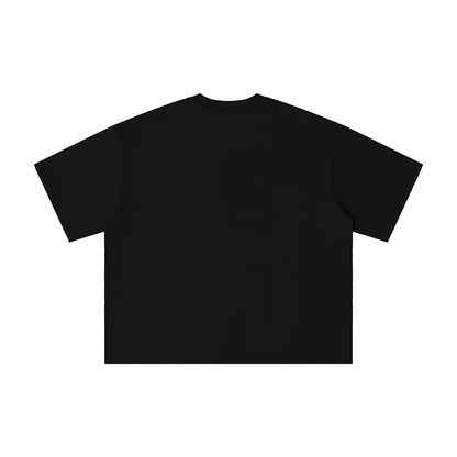 Black oversized t-shirt back view with oval graphic featuring Angel Falls image and “Que viva Venezuela en esa mierda caballero” text – Caracas Merch