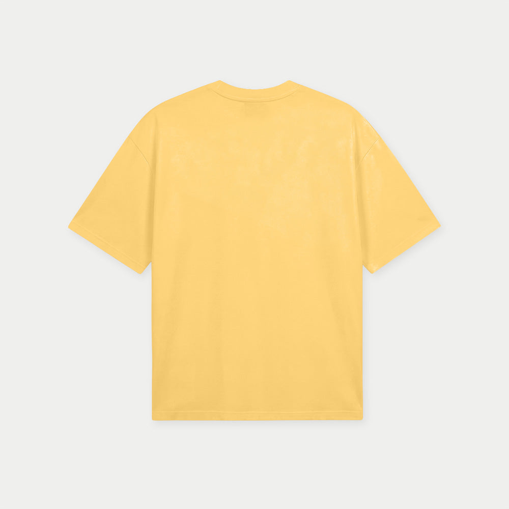 Back view of yellow with green Salsa Baul Couture graphic t-shirt