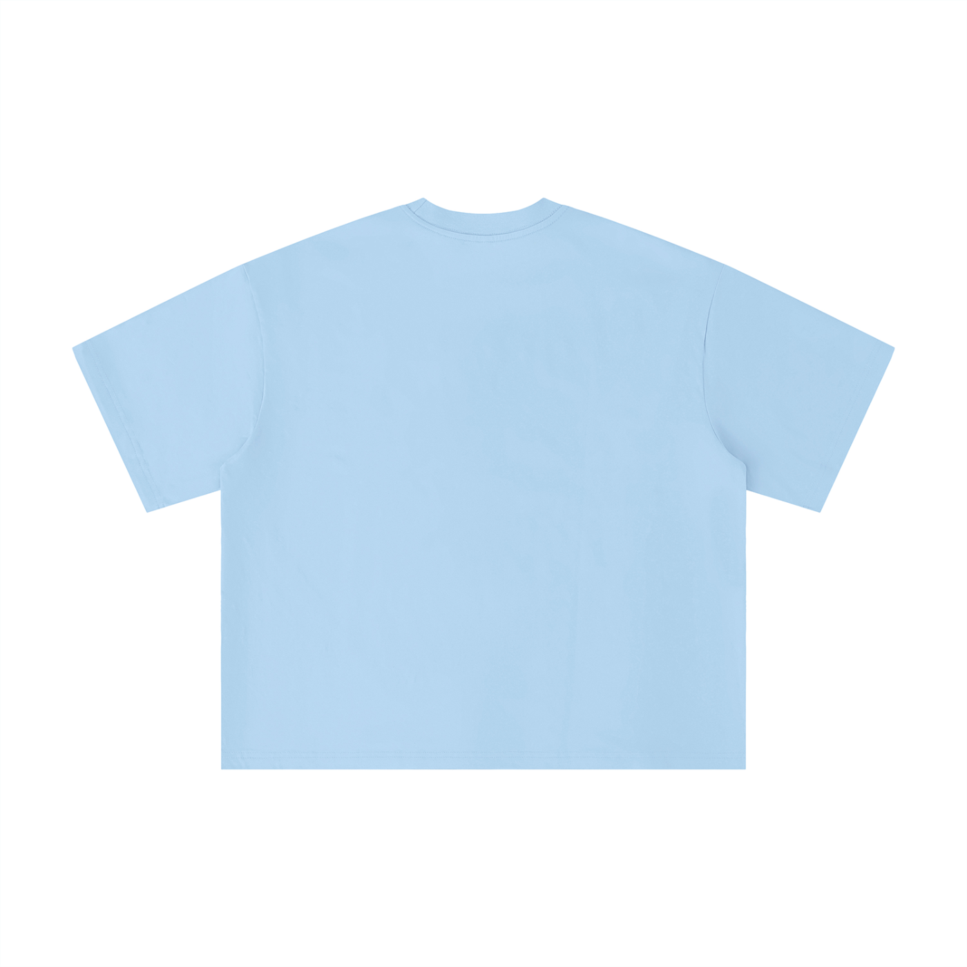 Light blue oversized t-shirt back view with bold “Super Fresa” graphic in pink and black with stars and Caracas Merch branding