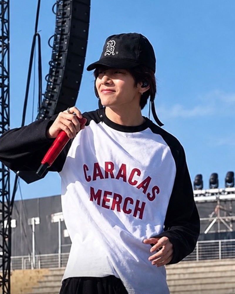 V (BTS), BTS Member, wearing Caracas Merch